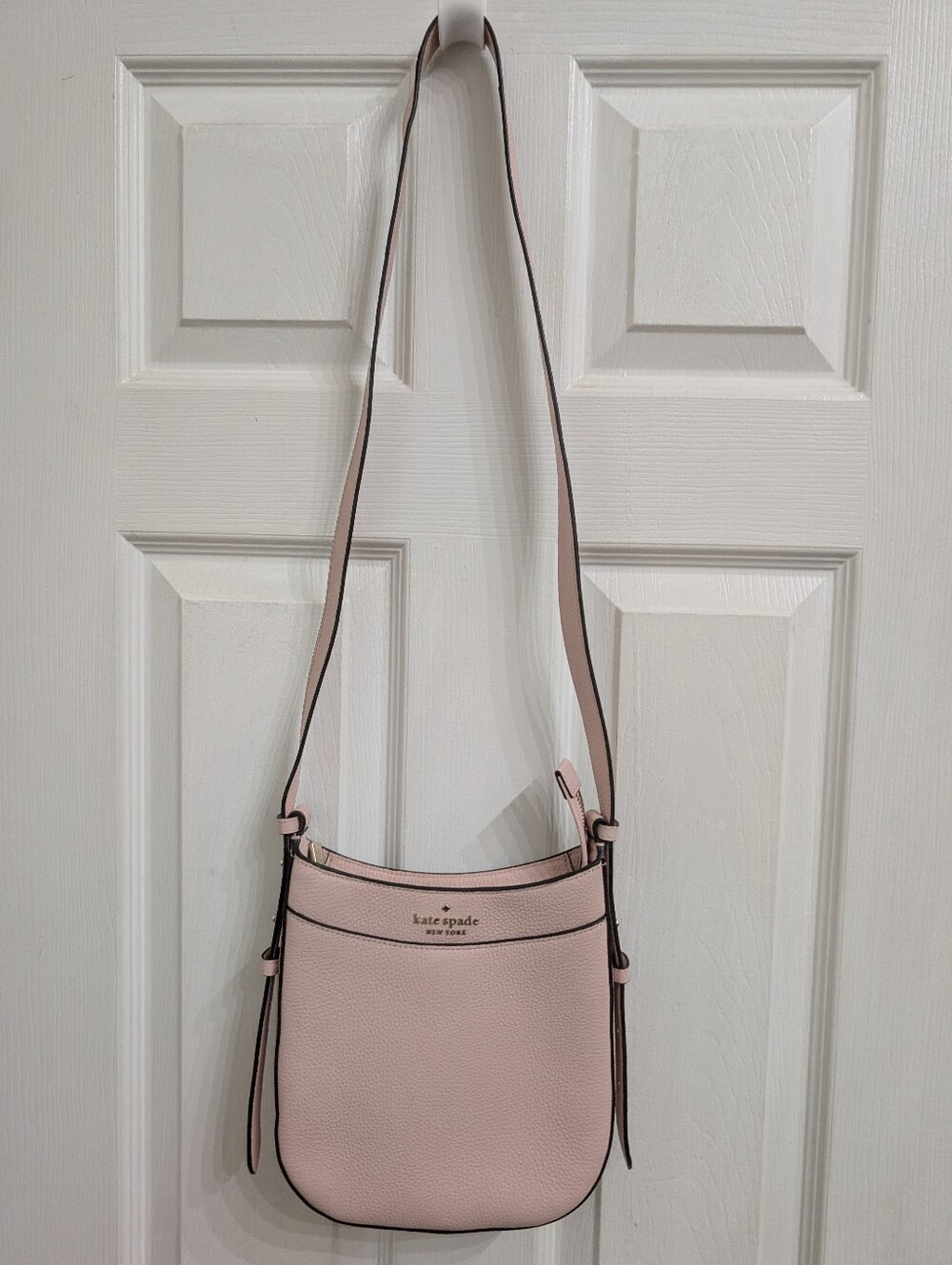 Kate Spade Leila North South Crossbody Purse 9"x9"x2" Lt. Pink Pebbled Leather